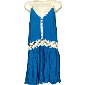 Lovestitch Strappy Spring Dress Crochet Waist Casual Teal - M